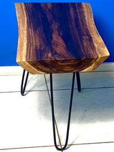 Load image into Gallery viewer, Bedside Table- Live Edge natural Wooden Side Table / Corner Table / Plant or book Stand Raintree Wood-OS 63 model
