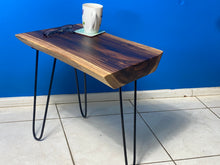 Load image into Gallery viewer, Bedside Table- Live Edge natural Wooden Side Table / Corner Table / Plant or book Stand Raintree Wood-OS 63 model
