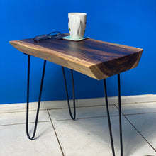 Load image into Gallery viewer, Bedside Table- Live Edge natural Wooden Side Table / Corner Table / Plant or book Stand Raintree Wood-OS 63 model
