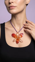 Load image into Gallery viewer, Orange Orchid Dendrobium Real Flower Necklace
