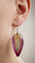 Load image into Gallery viewer, Real Orchid Petal Earrings – Vibrant Purple &amp; Blue Resin
