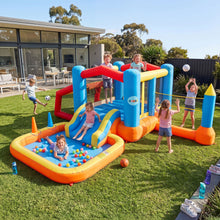 Load image into Gallery viewer, Keezi Inflatable Kids Pool Play Park Jumping Castle Volleyball Net with Blower Balls 4mx4.37m
