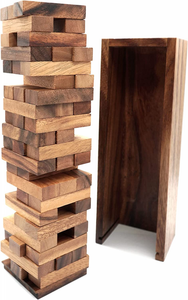 Tumbling Tower blocks wood balance game handmade stacking Fun Board Games Kids Ages 4 to Adults