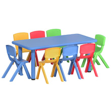 Load image into Gallery viewer, Keezi 9PCS Kids Table and Chairs Set Children Study Desk Furniture Plastic 8 Chairs
