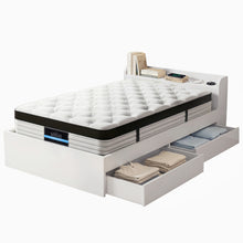 Load image into Gallery viewer, Giselle Single Mattress 5-zone Pocket Spring Mattresses with Artiss Wooden Storage Bed Frame Set
