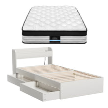 Load image into Gallery viewer, Giselle Single Mattress 5-zone Pocket Spring Mattresses with Artiss Wooden Storage Bed Frame Set
