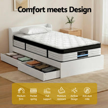 Load image into Gallery viewer, Giselle Single Mattress 5-zone Pocket Spring Mattresses with Artiss Wooden Storage Bed Frame Set
