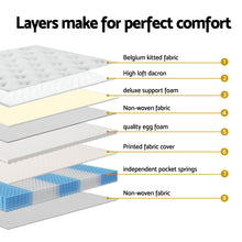 Load image into Gallery viewer, Giselle Single Mattress 5-zone Pocket Spring Mattresses with Artiss Wooden Storage Bed Frame Set
