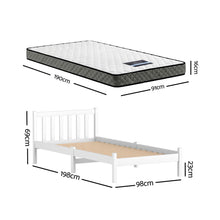 Load image into Gallery viewer, Giselle Single Mattress and Artiss Bed Frame Set White Solid Pine with 16cm Mattress
