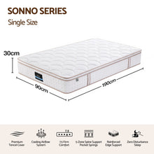 Load image into Gallery viewer, Giselle 30cm Single Spring Mattress Tencel Cover 5-Zone Firm Back Support
