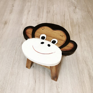 Children's Wooden Stool Monkey face Chair Toddlers Step sitting Stool