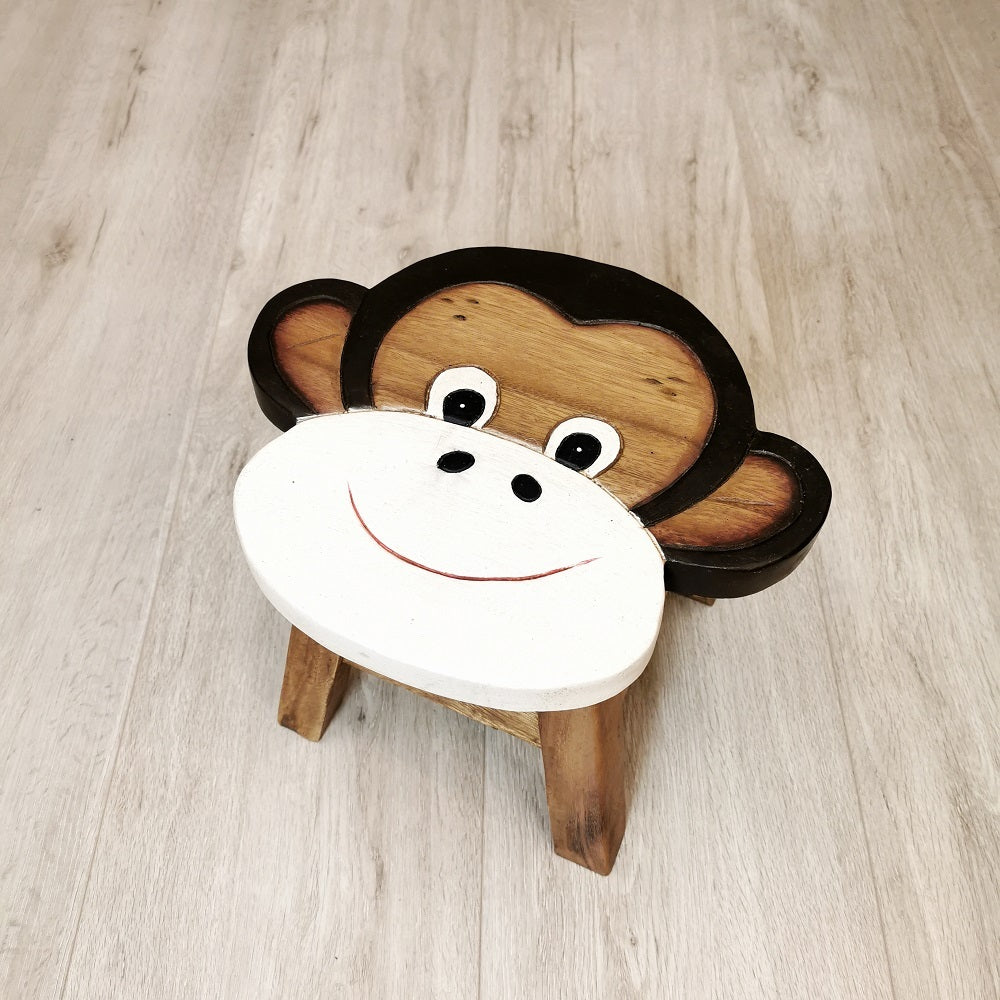 Children's Wooden Stool Monkey face Chair Toddlers Step sitting Stool