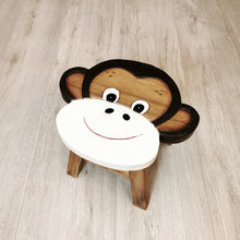 Load image into Gallery viewer, Children&#39;s Wooden Stool Monkey face Chair Toddlers Step sitting Stool
