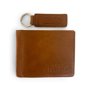 Mothers day Men's Republic Men's Republic Leather Wallet and Keyring Set - Brown