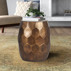 Tablua Australia Modern Round Side Table, Honeycomb Indoor Outdoor Accent End Table