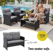 Load image into Gallery viewer, Gardeon 4-Piece Outdoor Sofa Set Coffee Table Chair Rattan Furniture Black
