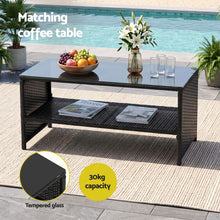 Load image into Gallery viewer, Gardeon 4-Piece Outdoor Sofa Set Coffee Table Chair Rattan Furniture Black

