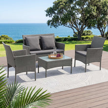 Load image into Gallery viewer, 4-Piece Outdoor Sofa Set Rattan Furniture with Two Pillows Grey
