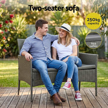 Load image into Gallery viewer, 4-Piece Outdoor Sofa Set Rattan Furniture with Two Pillows Grey
