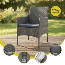 Load image into Gallery viewer, 4-Piece Outdoor Sofa Set Rattan Furniture with Two Pillows Grey
