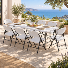 Load image into Gallery viewer, Gardeon 9PCS Outdoor Dining Set 180CM Folding Table and Chairs Patio Furniture White
