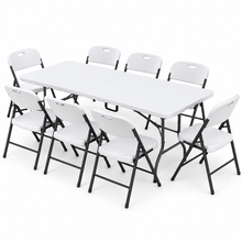 Load image into Gallery viewer, Gardeon 9PCS Outdoor Dining Set 180CM Folding Table and Chairs Patio Furniture White
