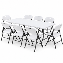 Load image into Gallery viewer, Gardeon 9PCS Outdoor Dining Set 180CM Folding Table and Chairs Patio Furniture White

