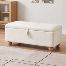 Load image into Gallery viewer, Storage Ottoman Hidden Bench Velvet Blanket Box Beige 97cm
