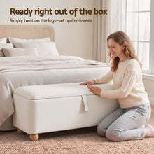 Load image into Gallery viewer, Storage Ottoman Hidden Bench Velvet Blanket Box Beige 97cm
