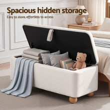 Load image into Gallery viewer, Storage Ottoman Hidden Bench Velvet Blanket Box Beige 97cm
