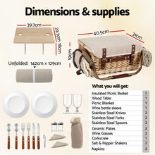 Load image into Gallery viewer, Alfresco 2 Person Insulated Picnic Basket Set with Foldable Wood Table Mat
