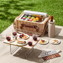 Load image into Gallery viewer, Alfresco 4 Person Insulated Picnic Basket Set with Foldable Wood Table Mat
