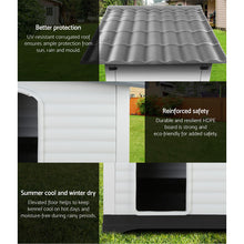 Load image into Gallery viewer, i.Pet Dog Kennel House Extra Large Outdoor Plastic Puppy Pet Cabin Shelter XL Grey
