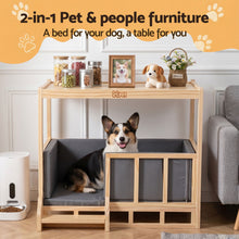 Load image into Gallery viewer, i.Pet 2in1 Dog Kennel Crate Furniture Grey Bedding Wooden House Indoor
