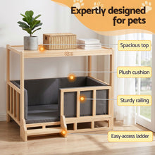 Load image into Gallery viewer, i.Pet 2in1 Dog Kennel Crate Furniture Grey Bedding Wooden House Indoor
