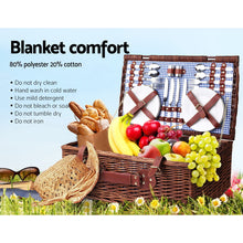 Load image into Gallery viewer, Alfresco 4 Person Picnic Basket Set Insulated Blanket Storage Bag
