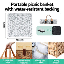 Load image into Gallery viewer, Alfresco 2 Person Picnic Basket Set with Table Blanket Cooler Wooden Insulated
