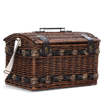 Load image into Gallery viewer, Alfresco 4 Person Picnic Basket Set Wooden Blanket Cooler Bag Outdoor Insulated
