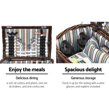 Load image into Gallery viewer, Alfresco 4 Person Picnic Basket Set Wooden Blanket Cooler Bag Outdoor Insulated

