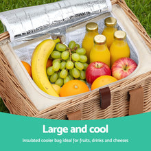 Load image into Gallery viewer, Alfresco 4 Person Picnic Basket Set with Table Blanket Cooler Wooden Insulated
