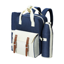 Load image into Gallery viewer, Alfresco 4 Person Picnic Basket Set Backpack Bag Insulated Blue
