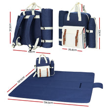 Load image into Gallery viewer, Alfresco 4 Person Picnic Basket Set Backpack Bag Insulated Blue
