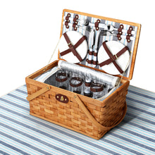 Load image into Gallery viewer, Alfresco 4 Person Picnic Basket Set Wooden Blanket Cooler Bag Outdoor Insulated
