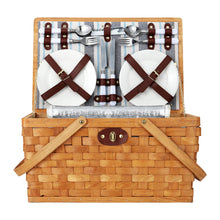 Load image into Gallery viewer, Alfresco 4 Person Picnic Basket Set Wooden Blanket Cooler Bag Outdoor Insulated
