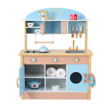 Load image into Gallery viewer, Keezi Kids Wooden Pretend Kitchen Play Sets Cooking Toys Pot Pan Bowls Oven Dishwasher 80CM Blue
