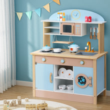 Load image into Gallery viewer, Keezi Kids Wooden Pretend Kitchen Play Sets Cooking Toys Pot Pan Bowls Oven Dishwasher 80CM Blue
