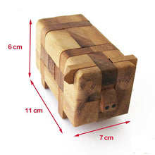 Load image into Gallery viewer, Brainteaser Puzzle Pig animal 3D wooden brain teaser puzzle-take apart and try put all pieces back again.
