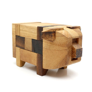 Brainteaser Puzzle Pig animal 3D wooden brain teaser puzzle-take apart and try put all pieces back again.