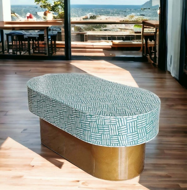 Mother of pearl Aquamarine Breeze Oval Coffee Table