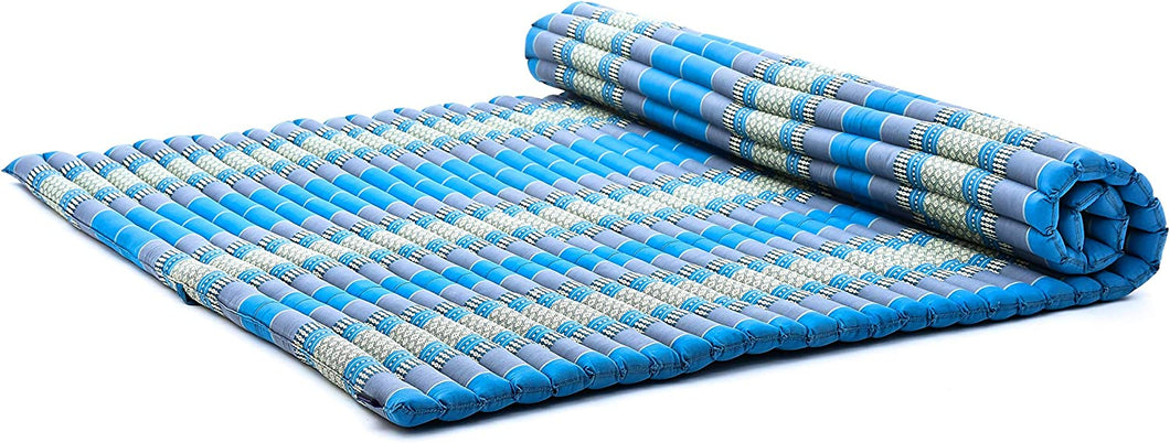 Thai Roll Up Day bed or Camping Mattress - Queen size 155 cm x 200 cm  Blue